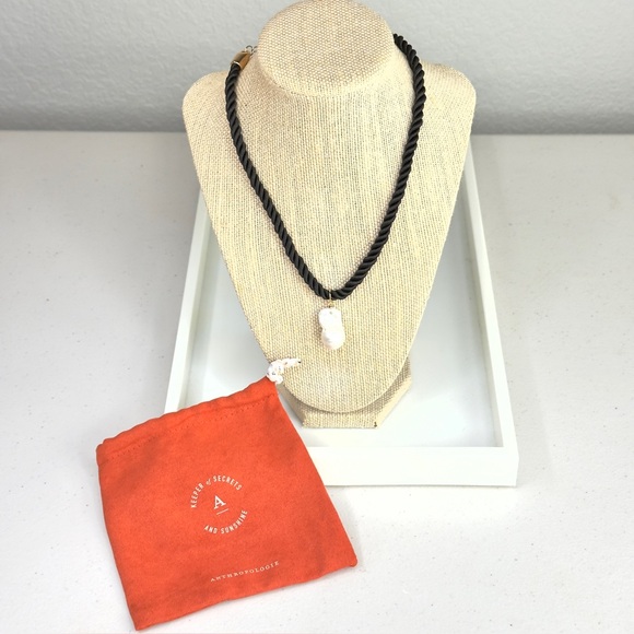 Anthropologie Black Rope & Baroque Pearl Necklace NWT - Picture 2 of 6